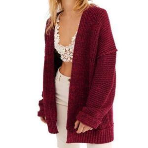 Free People High Hopes Cardigan Plum Blossom Combo